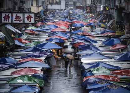Ladies Market Rain, Hong Kong - The Story Wall - 