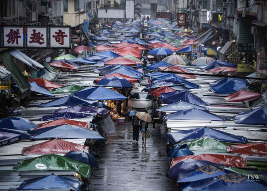 Ladies Market Rain, Hong Kong - The Story Wall - 